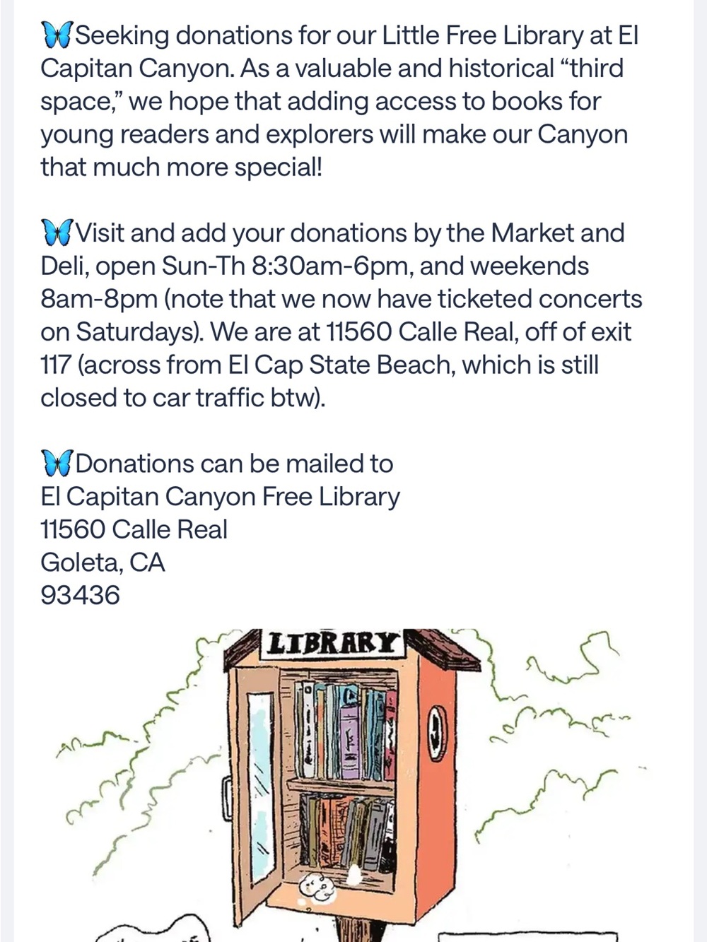 🦋📚🧚🏽 ISO Book Donations to Little Free Library 📖🧚🌊